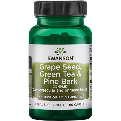 Swanson Grape Seed Green Tea & Pine Bark, 60 Capsule (Scoarta de pin, ceai verde, extract de seminte